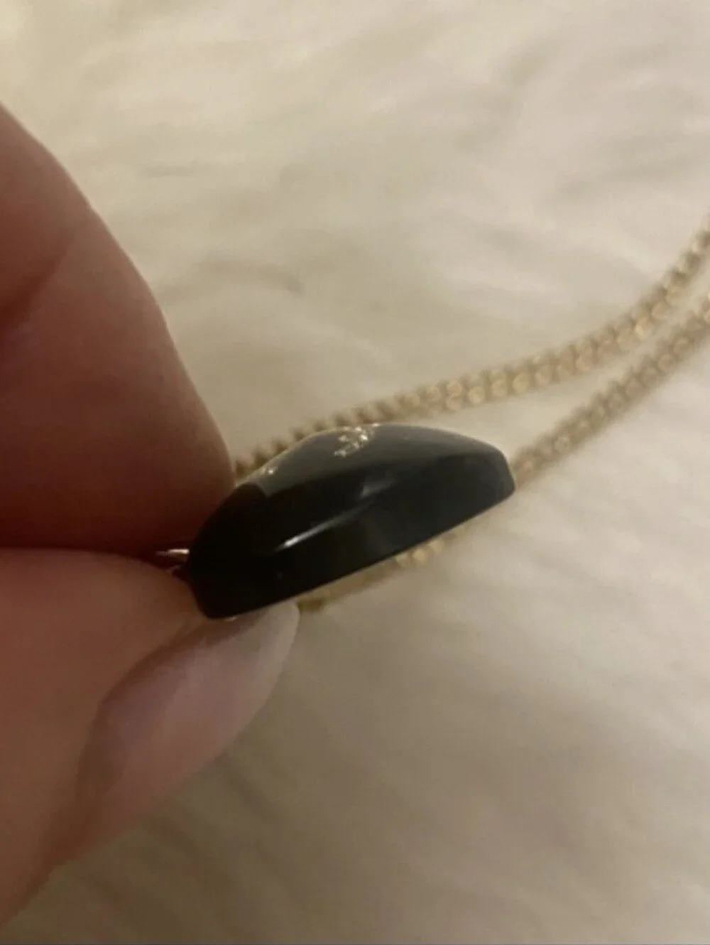 CHANEL Black Heart Pendant Necklace